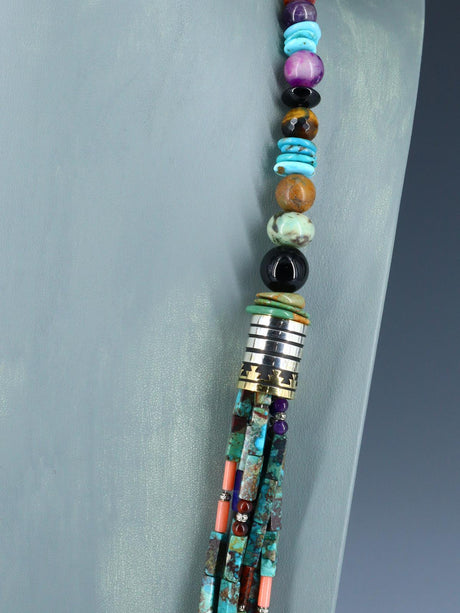 30" Navajo Turquoise Multi Strand Beaded Necklace - PuebloDirect.com