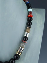 Navajo 21" Black Marble Large Single Strand Beaded Necklace - PuebloDirect.com