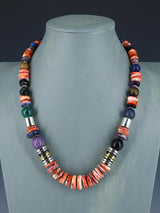Navajo 21" Spiny Oyster Large Single Strand Beaded Necklace - PuebloDirect.com