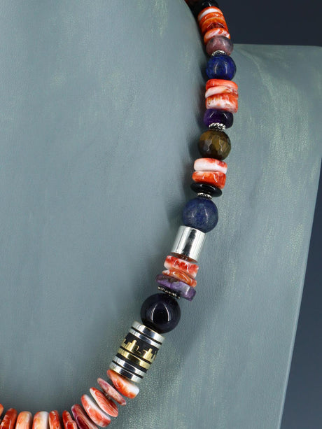 Navajo 21" Spiny Oyster Large Single Strand Beaded Necklace - PuebloDirect.com