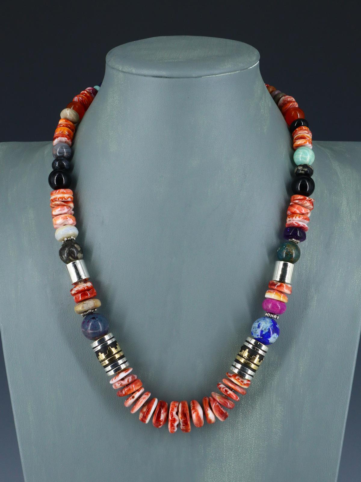 Navajo 21" Spiny Oyster Large Single Strand Beaded Necklace - PuebloDirect.com