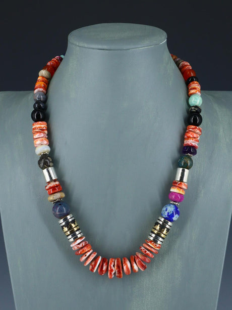 Navajo 21" Spiny Oyster Large Single Strand Beaded Necklace - PuebloDirect.com