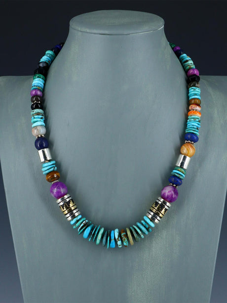 Navajo 21" Turquoise Large Single Strand Beaded Necklace - PuebloDirect.com