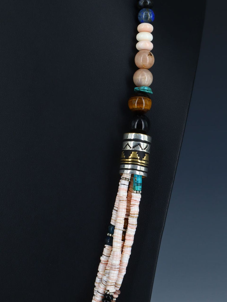 30" Pink Shell and Turquoise Multi Strand Beaded Necklace - PuebloDirect.com