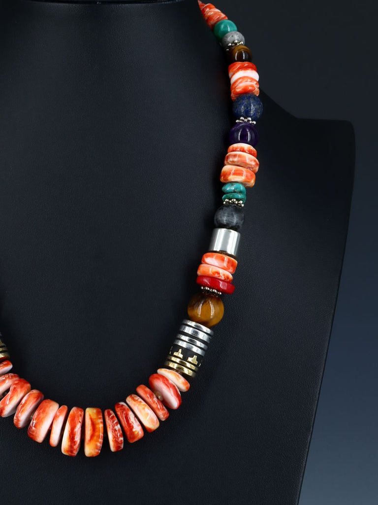 21" Spiny Oyster Large Single Strand Beaded Necklace - PuebloDirect.com