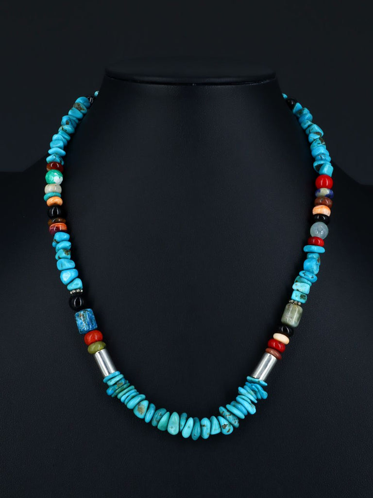 20" Navajo Single Strand Beaded Turquoise Necklace - PuebloDirect.com