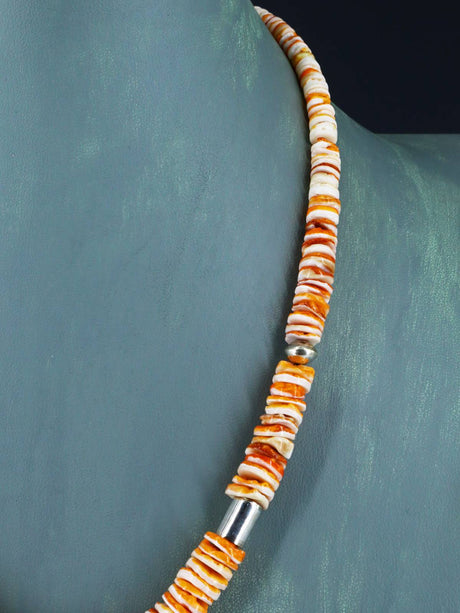 20" Navajo Single Strand Graduated Spiny Oyster Necklace