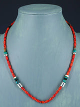 20" Navajo Single Strand Dyed Bamboo Coral Necklace
