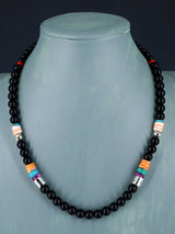 20" Navajo Single Strand Graduated Onyx Necklace