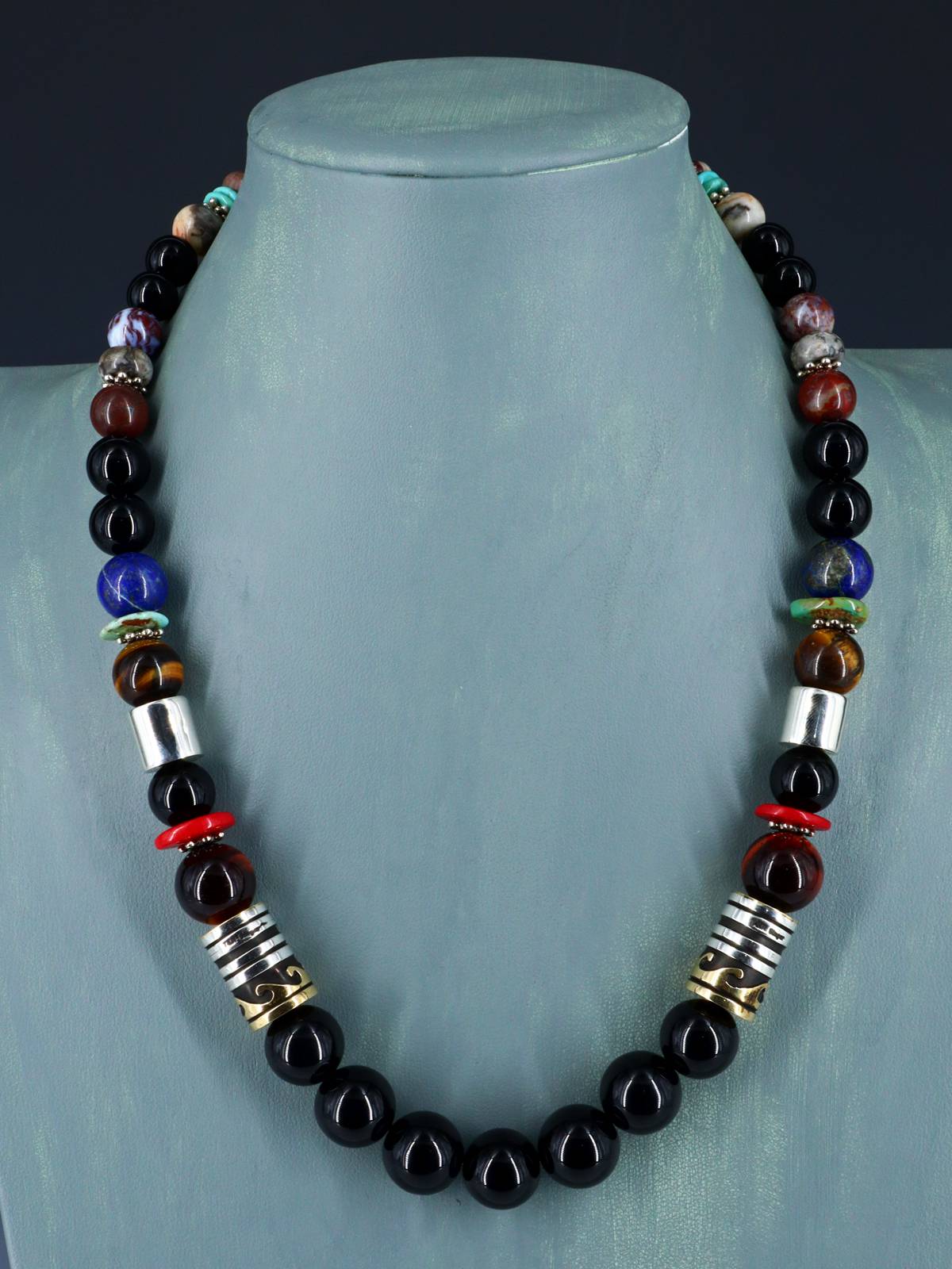 Navajo 21" Onyx Large Single Strand Beaded Necklace