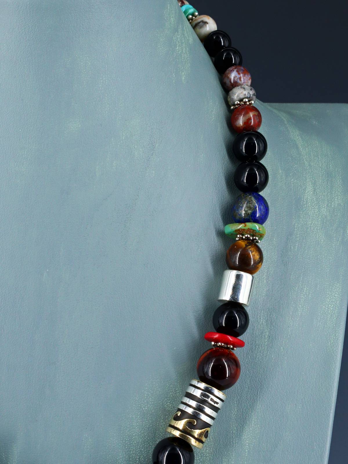 Navajo 21" Onyx Large Single Strand Beaded Necklace