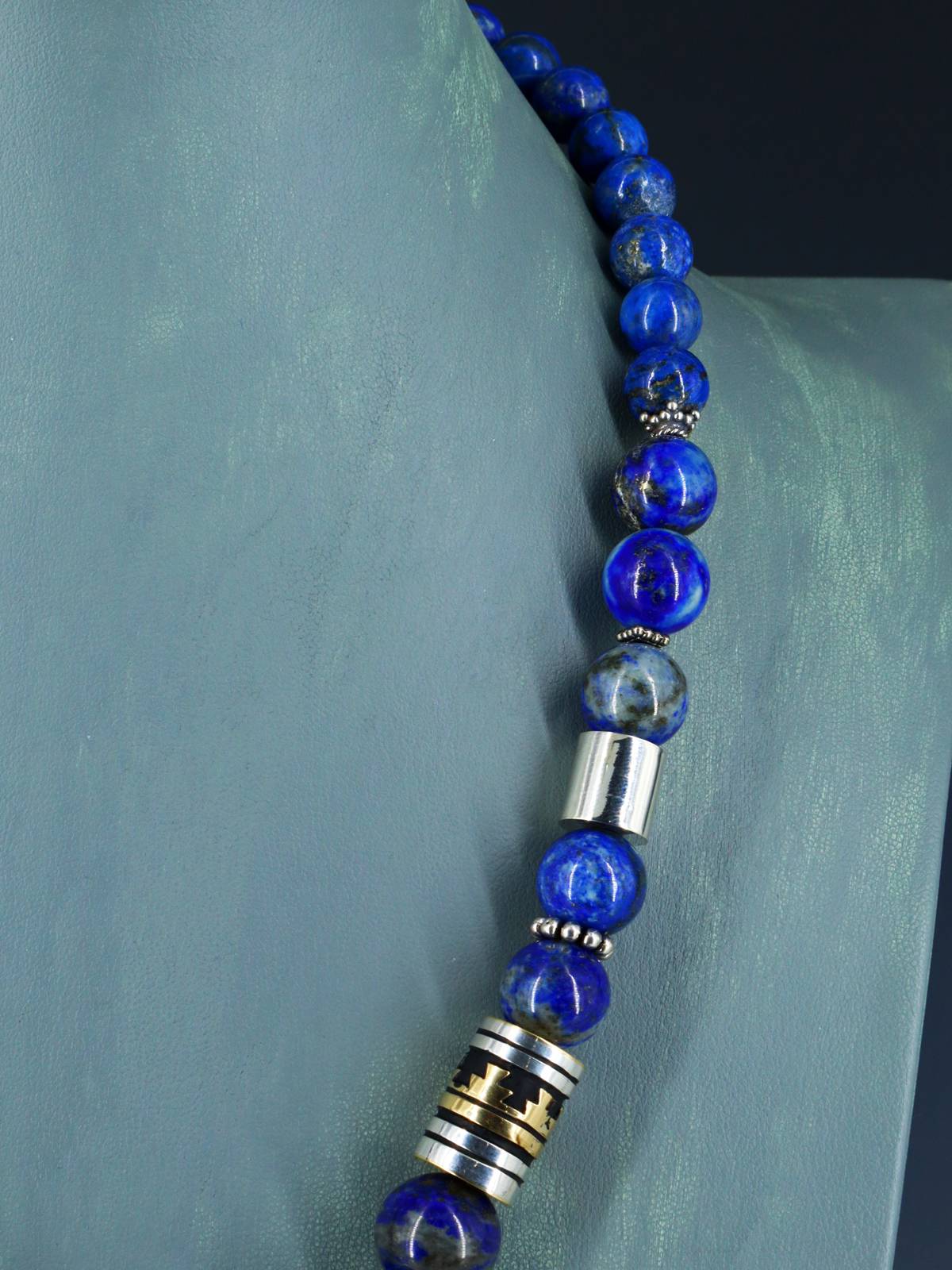Navajo 21" Lapis Large Single Strand Beaded Necklace