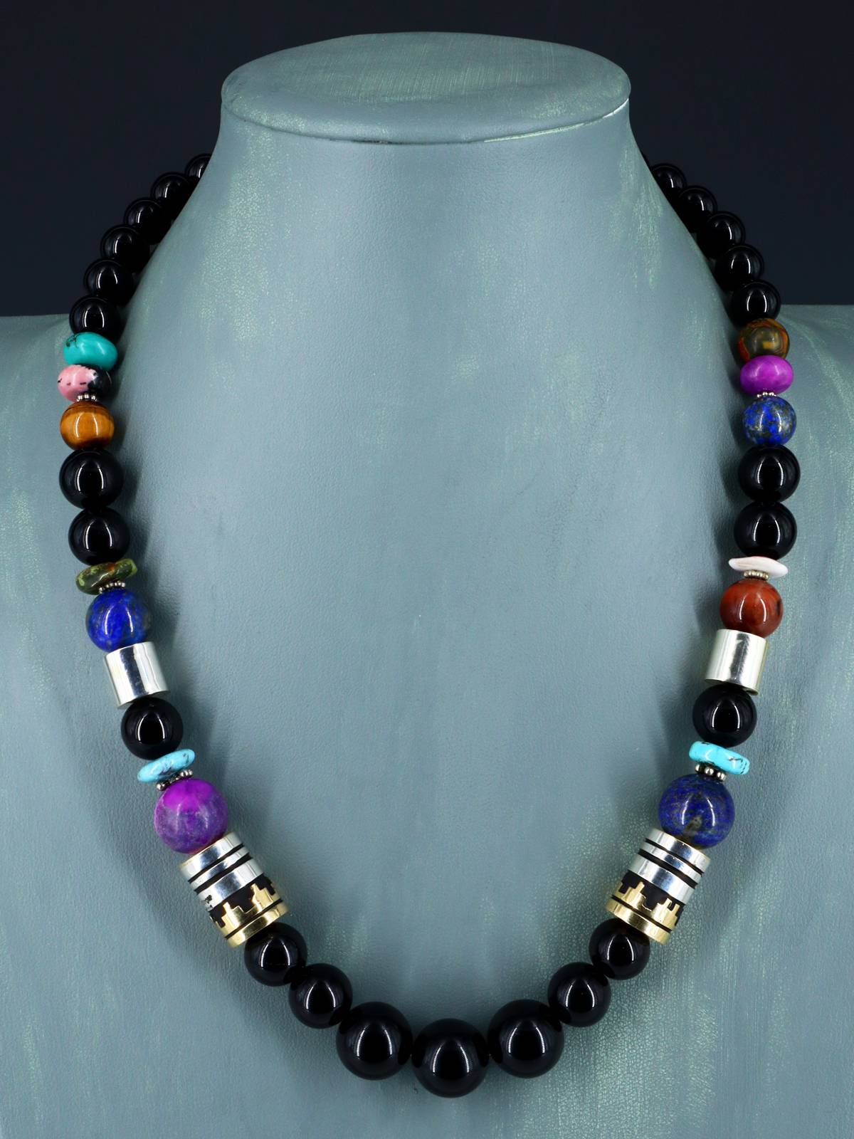 Navajo 21" Onyx Large Single Strand Beaded Necklace