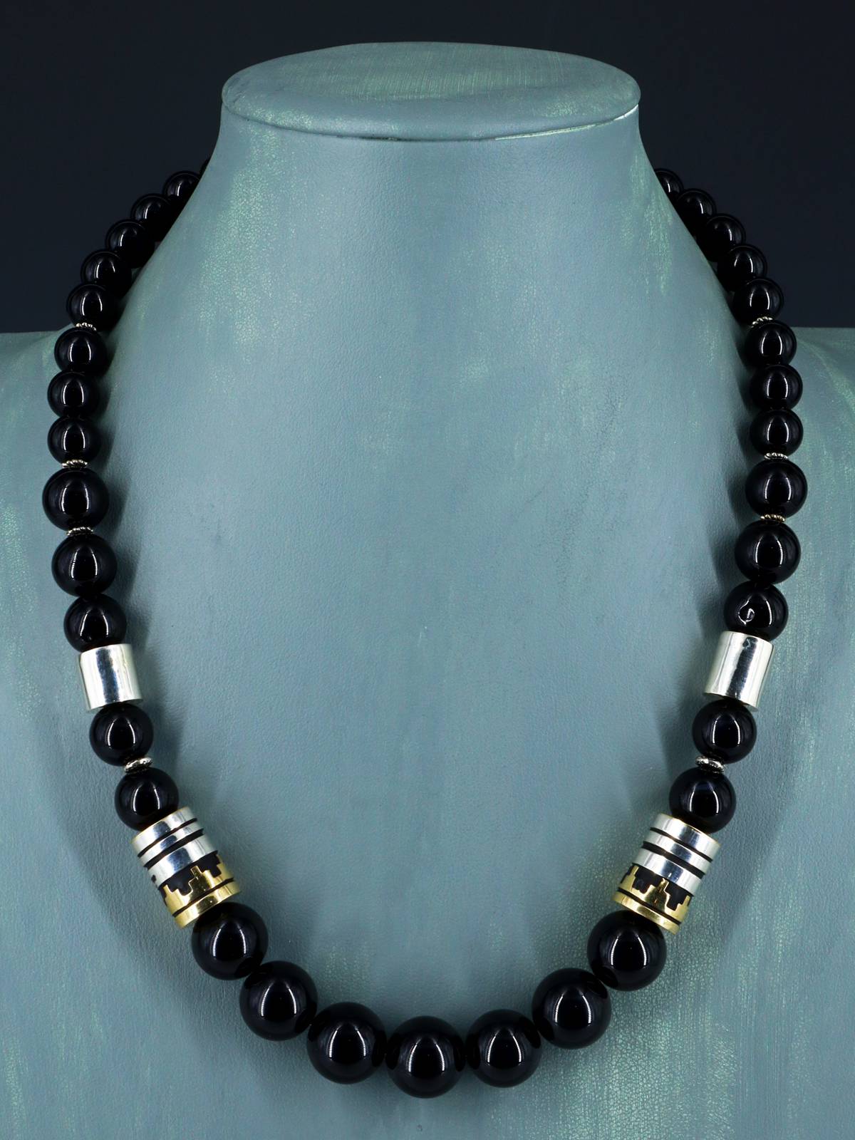 Navajo 21" Onyx Large Single Strand Beaded Necklace