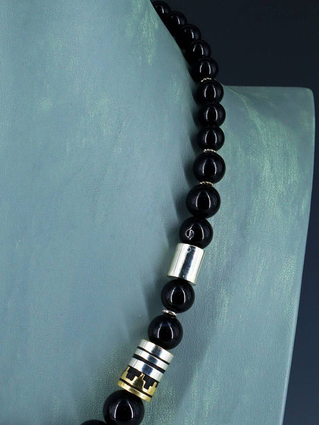 Navajo 21" Onyx Large Single Strand Beaded Necklace
