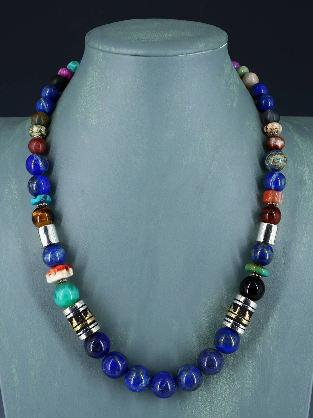 Navajo 21" Lapis Large Single Strand Beaded Necklace