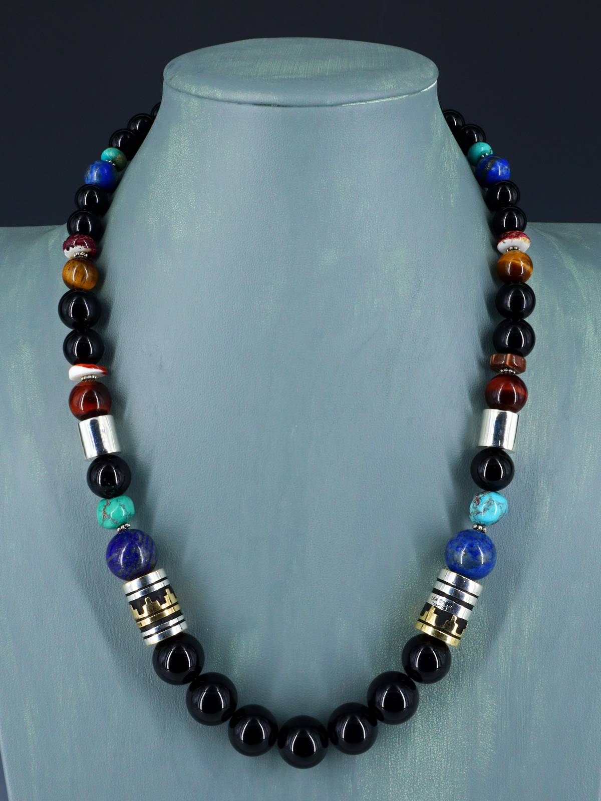 Navajo 21" Onyx Large Single Strand Beaded Necklace