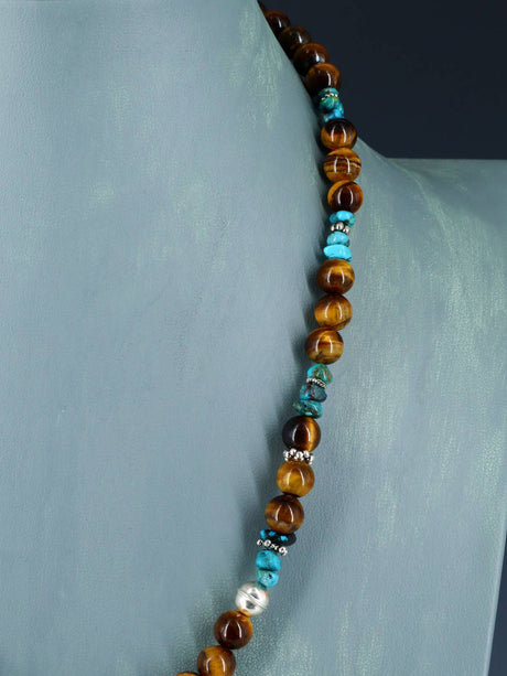 20" Navajo Single Strand Tiger Eye Necklace