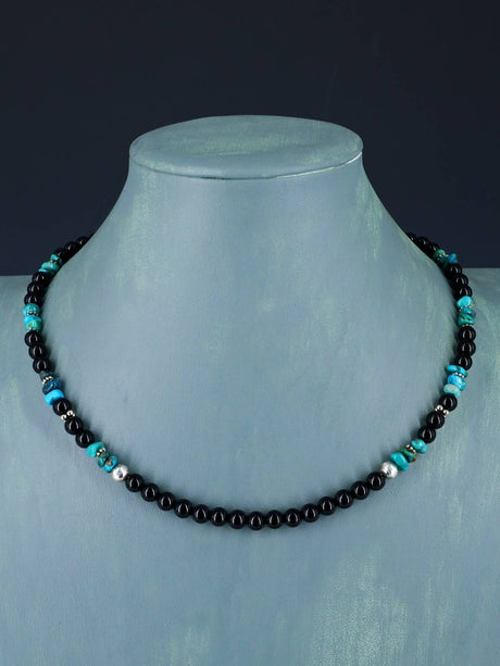 18" Navajo Single Strand Onyx Necklace - PuebloDirect.com