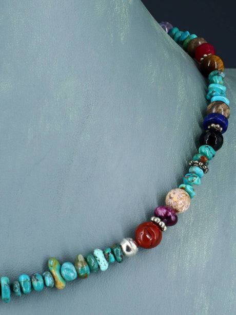 18" Navajo Single Strand Turquoise Necklace - PuebloDirect.com