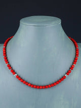 18" Navajo Single Strand Dyed Bamboo Coral Necklace - PuebloDirect.com