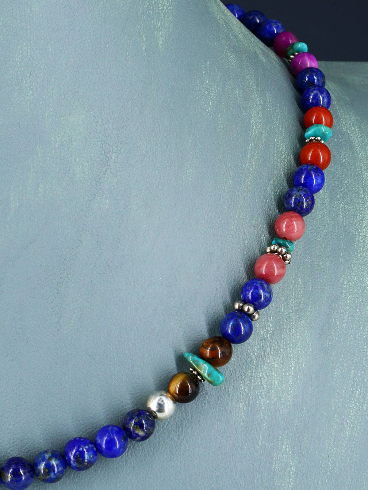 18" Navajo Single Strand Lapis and Turquoise Necklace
