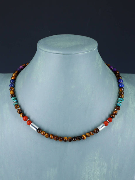 18" Navajo Single Strand Tiger Eye Necklace - PuebloDirect.com