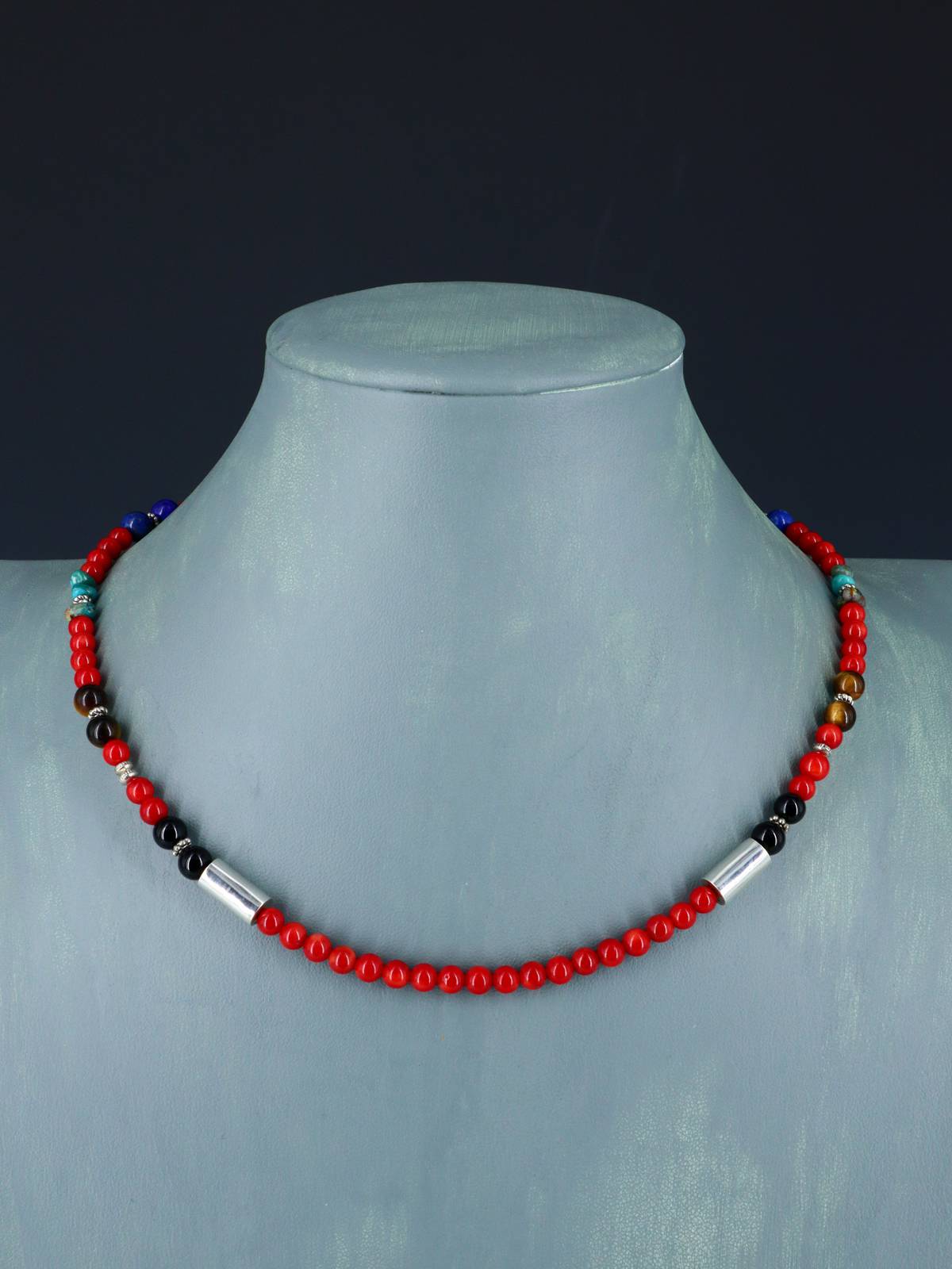 18" Navajo Single Strand Dyed Bamboo Coral Necklace