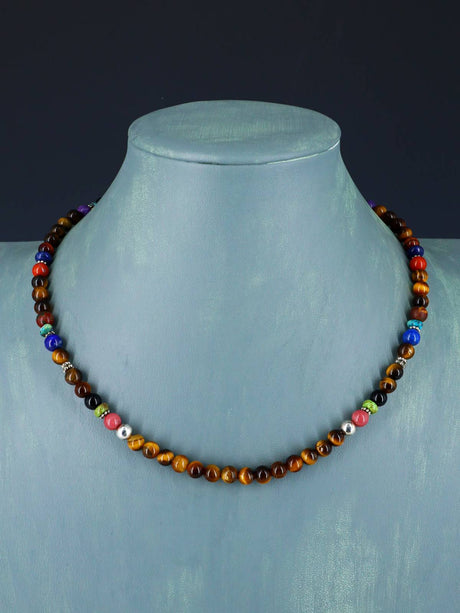 18" Navajo Single Strand Tiger Eye Necklace - PuebloDirect.com