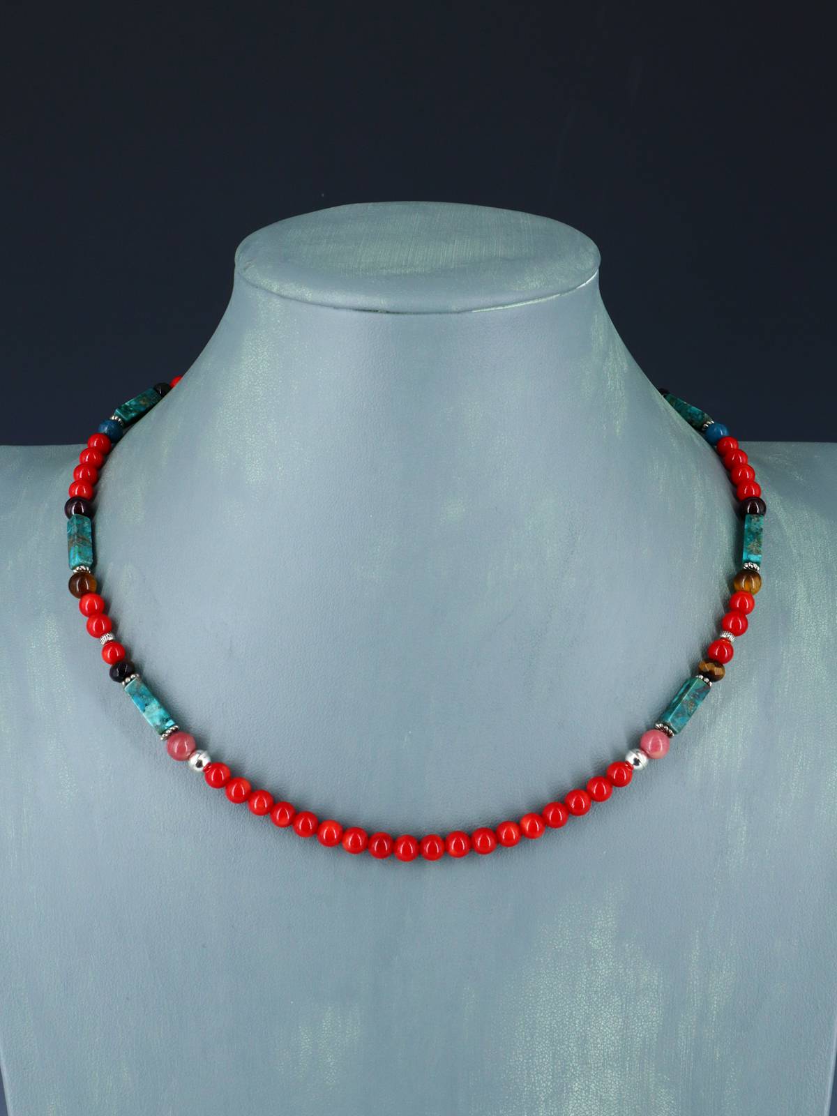 18" Navajo Single Strand Dyed Bamboo Coral Necklace