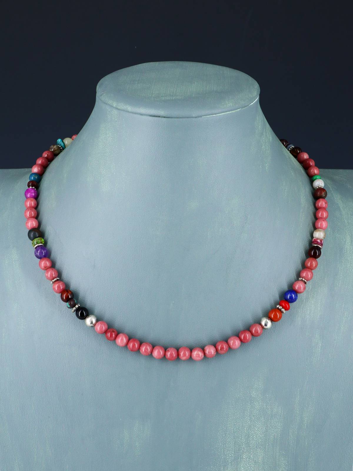 18" Navajo Single Strand Pink Marble Necklace