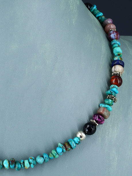 18" Navajo Single Strand Turquoise Necklace - PuebloDirect.com