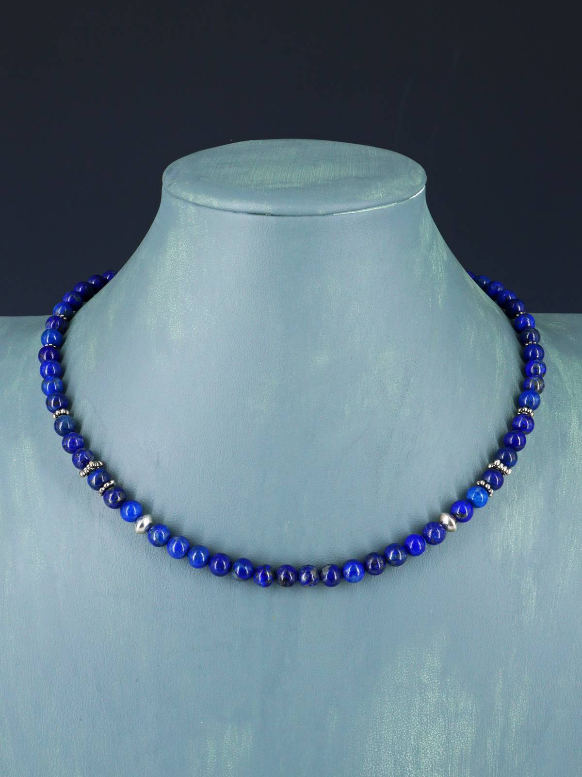 18" Navajo Single Strand Lapis Necklace