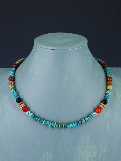 18" Navajo Single Strand Turquoise Necklace - PuebloDirect.com
