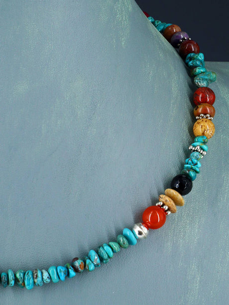 18" Navajo Single Strand Turquoise Necklace - PuebloDirect.com