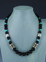 Navajo 21" Onyx Large Single Strand Beaded Necklace