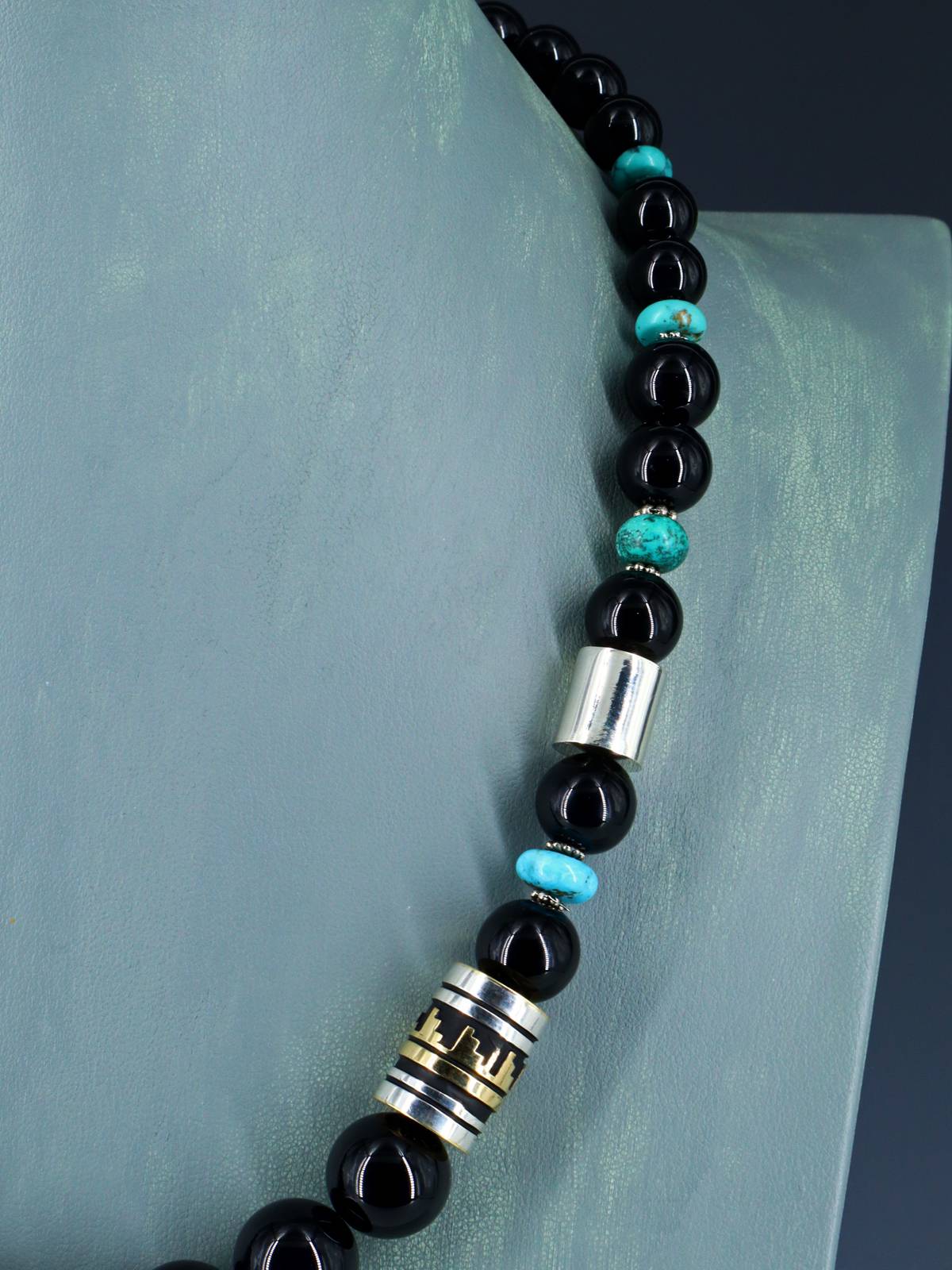 Navajo 21" Onyx Large Single Strand Beaded Necklace