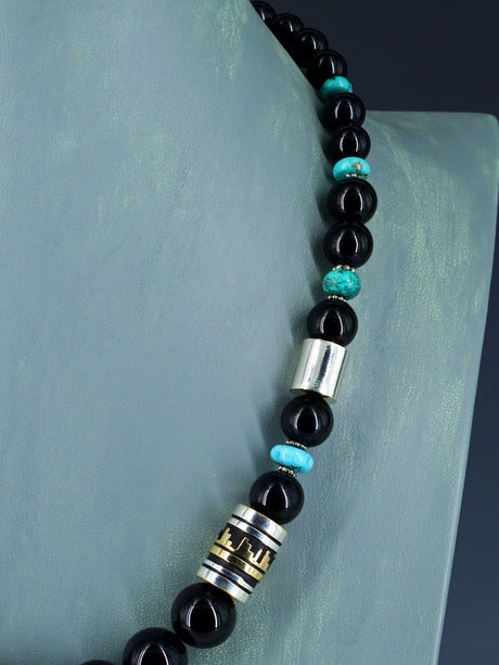 Navajo 21" Onyx Large Single Strand Beaded Necklace