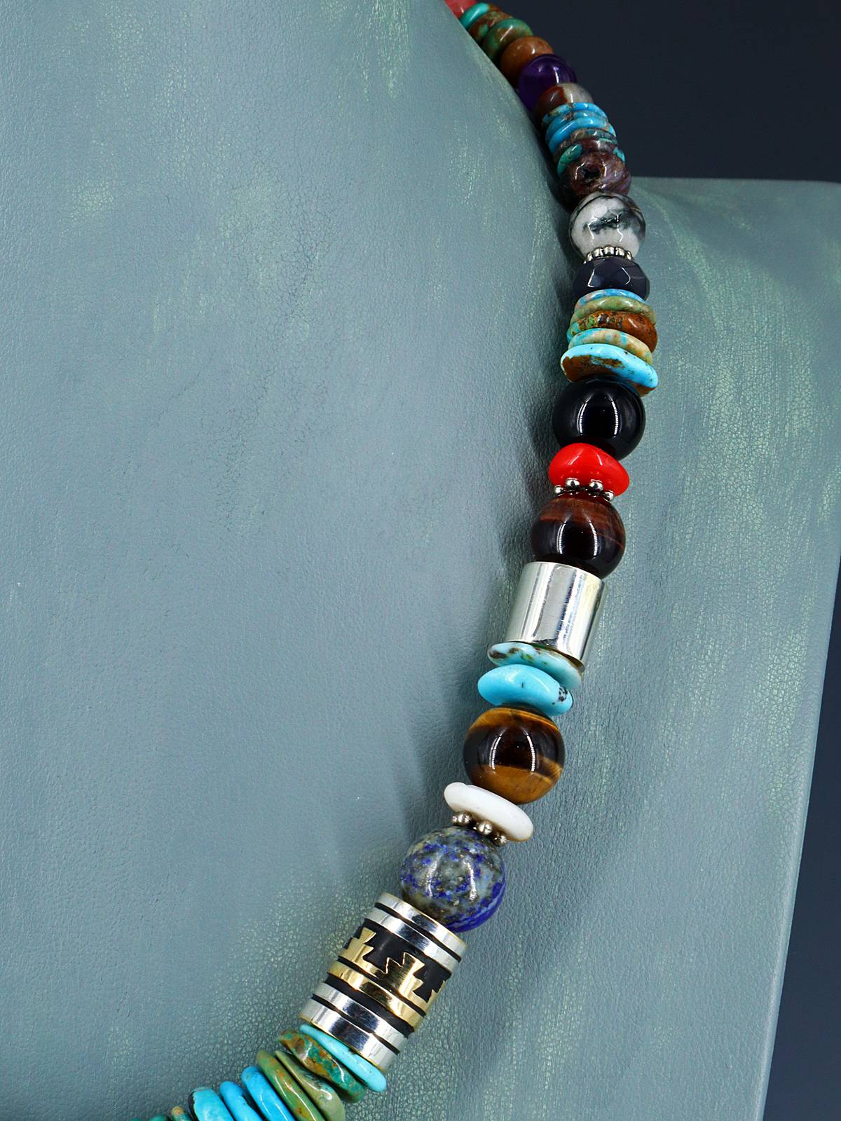 Navajo 21" Turquoise Large Single Strand Beaded Necklace