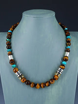 Navajo 21" Tiger Eye Large Single Strand Beaded Necklace