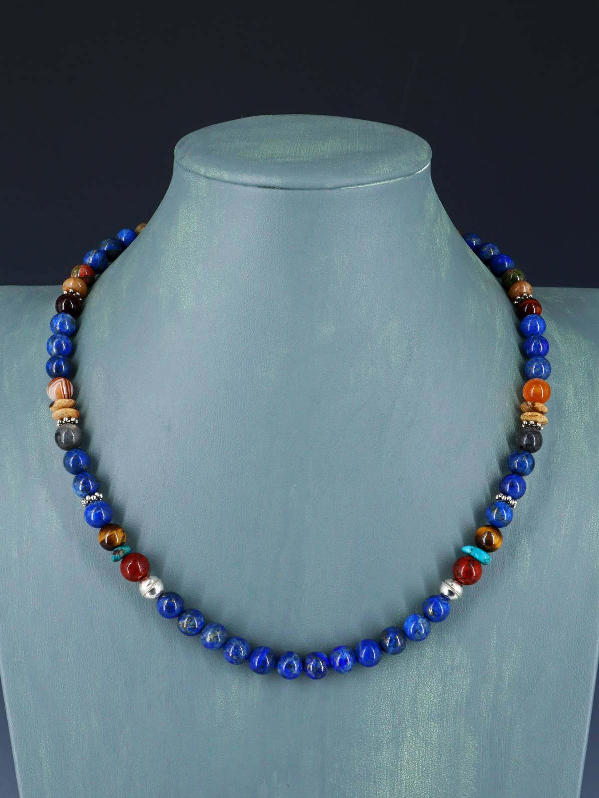 20" Navajo Single Strand Blue Lapis Necklace
