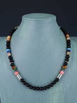 20" Navajo Single Strand Black Onyx and Multistone Necklace