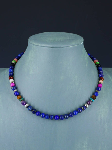 16" Navajo Single Strand Lapis Necklace - PuebloDirect.com