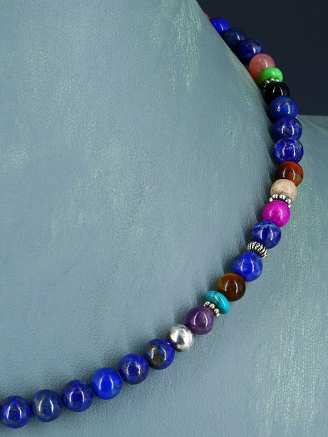 16" Navajo Single Strand Lapis Necklace - PuebloDirect.com