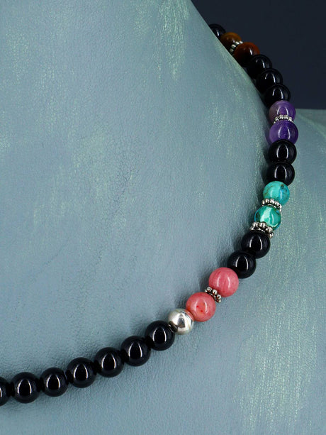 16" Navajo Single Strand Onyx Necklace - PuebloDirect.com