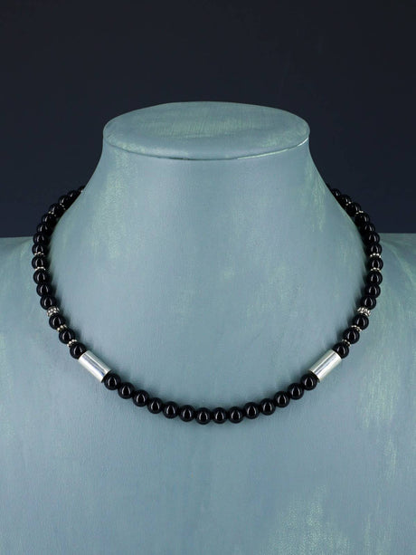 16" Navajo Single Strand Onyx Necklace - PuebloDirect.com