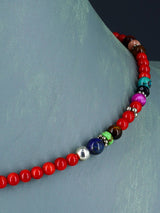16" Navajo Single Strand Dyed Bamboo Coral Necklace