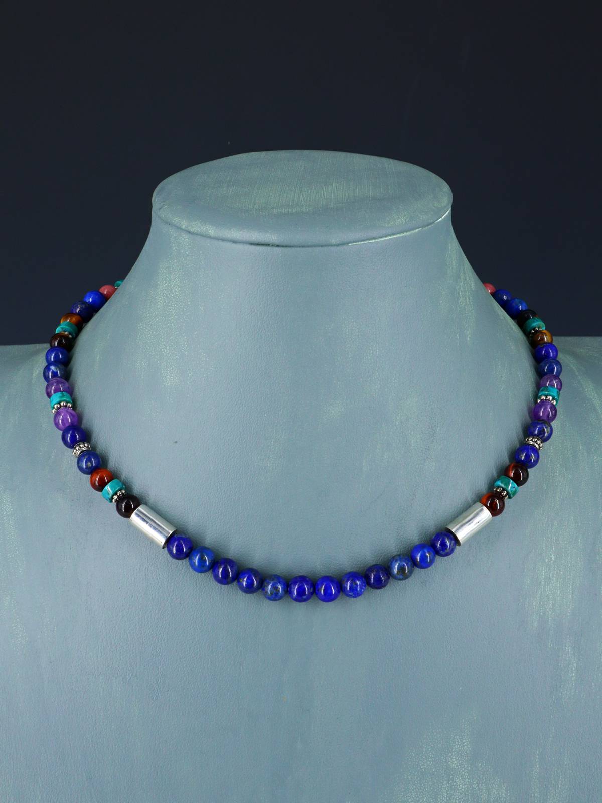 16" Navajo Single Strand Lapis Necklace