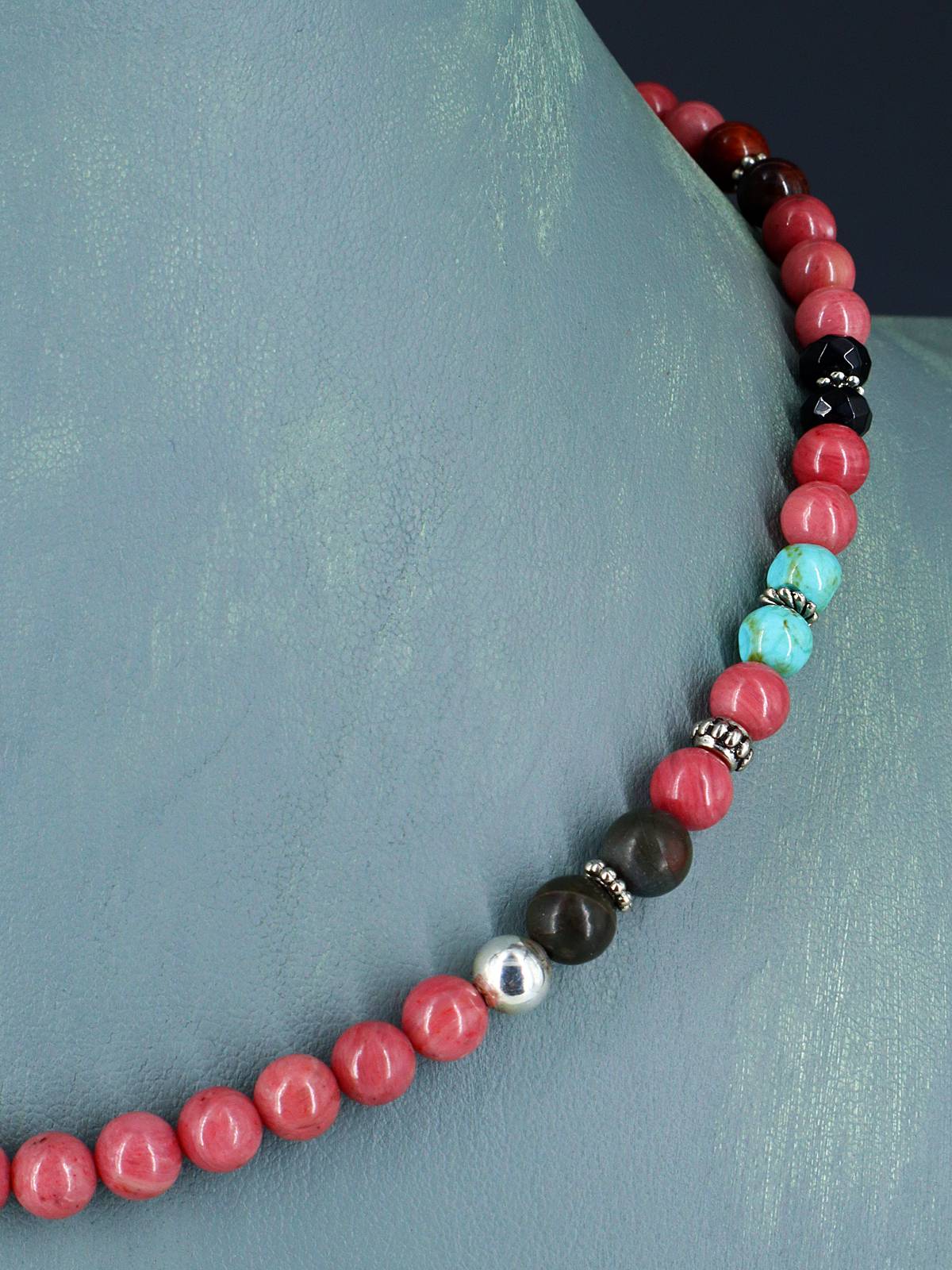 16" Navajo Single Strand Pink Marble Necklace - PuebloDirect.com
