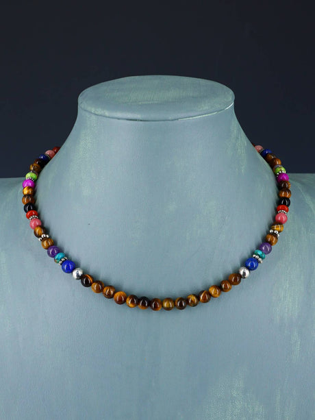 16" Navajo Single Strand Tiger Eye Necklace - PuebloDirect.com